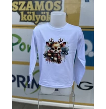 Hosszú ujjú póló rénszarvas mintával