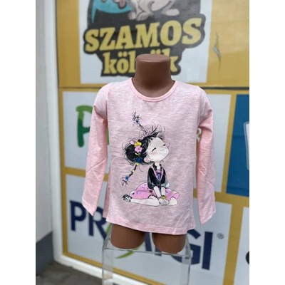 Lány hosszú ujjú póló lány mintával