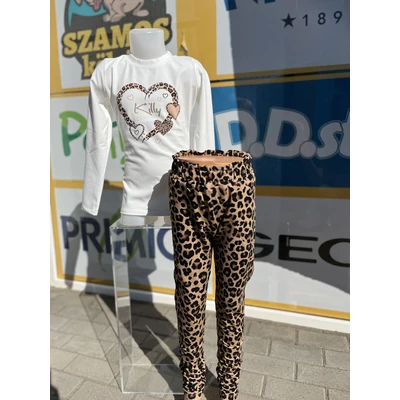 Leopárd mintás bolyhos belsejű nadrág
